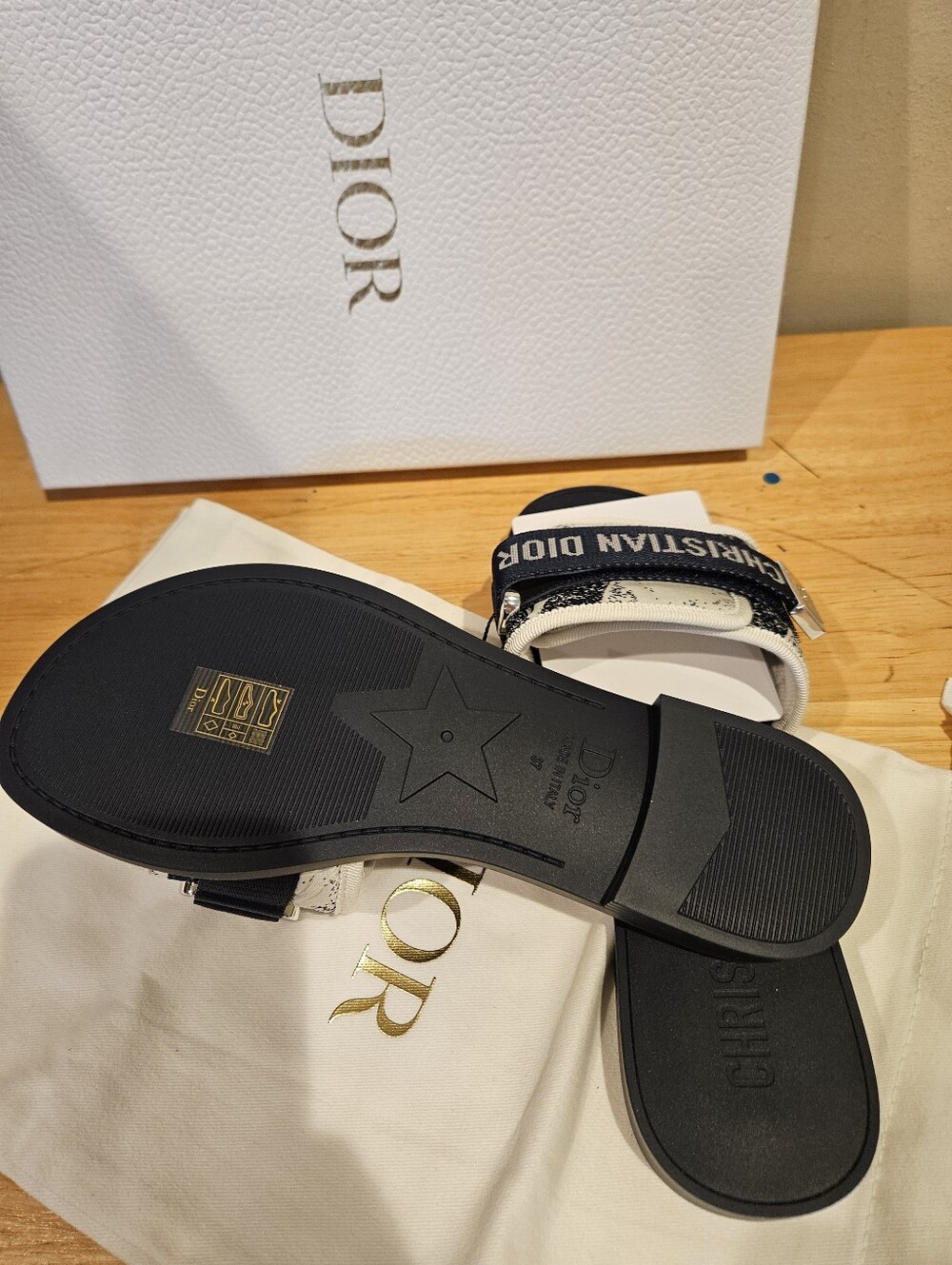 Christian Dior Dio(r)evolution Dway Blue Rubber Logo Slide Mule Flat Sandal 37 - Picture 8 of 9